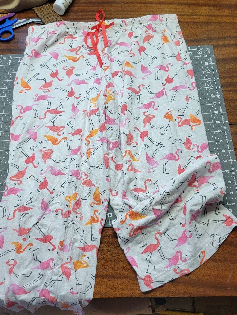 Toffee Apple Flamingo Print Drawstring PJ Pants -100% Cotton - Pink Orange White